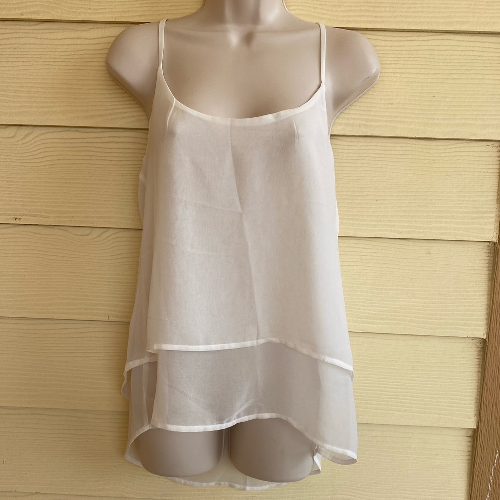 White Flowy Chiffon Tank Top